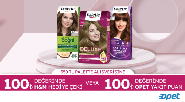 350 TL ve üzeri Palette Alışverişinize 100 TL H&M HEDİYE ÇEKİ VEYA OPET YAKIT PUAN kampanyası