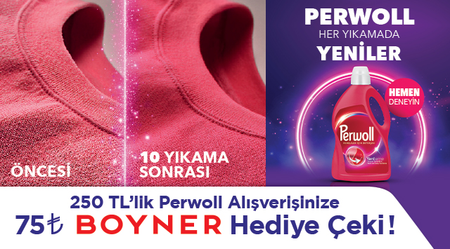 250 TL üzeri Perwoll Alışverişinize 75 TL BOYNER HEDİYE ÇEKİ kampanyası