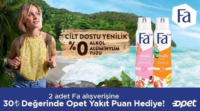 2 adet ve üzeri Fa Ürün Alışverişinize 30 TL OPET YAKIT PUAN kampanyası