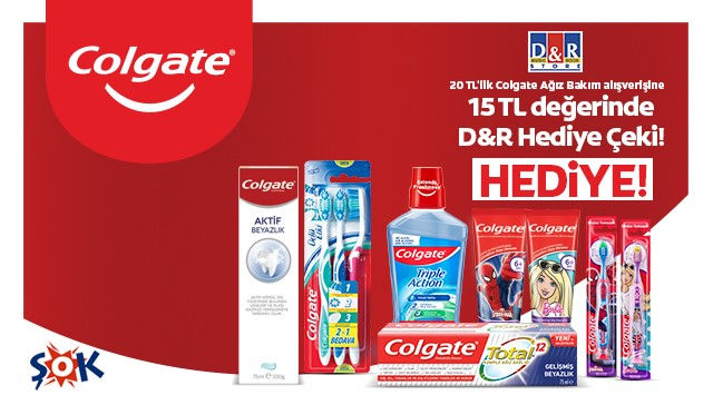 20 TL ve Üzeri Colgate Ağız Bakım Alışverişinize 15 TL D&R HEDİYE ÇEKİ kampanyası