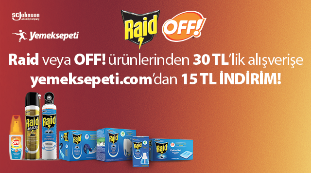 30 TL ve Üzeri Raid Alışverişinize 15 TL YEMEKSEPETİ kampanyası