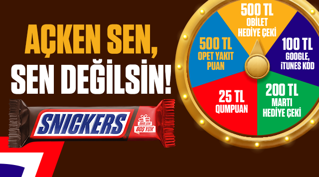 Snickers Alışverişinize ÇARK HAKKI kampanyası
