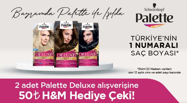 2 adet Palette Deluxe Alışverişinize 50 TL H&M HEDİYE ÇEKİ kampanyası