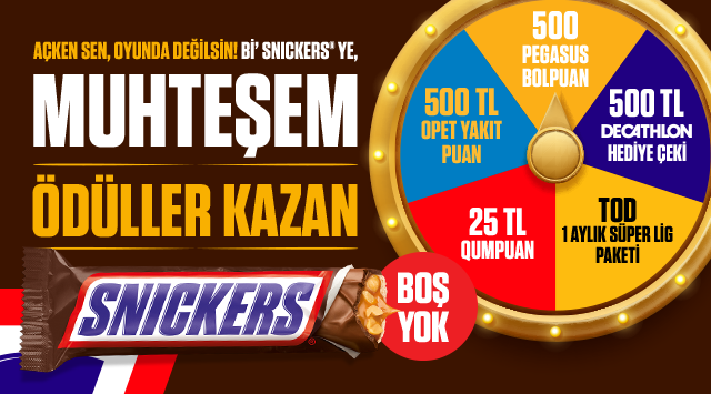 Snickers Alışverişinize ÇARK HAKKI kampanyası