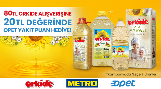 80 TL ve Üzeri Orkide Alışverişinize 20 TL OPET YAKIT PUAN kampanyası