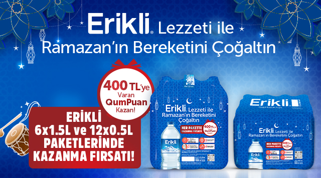 Erikli 12x0.5L ve Erikli 6x1.5L Alışverişinize kampanyası