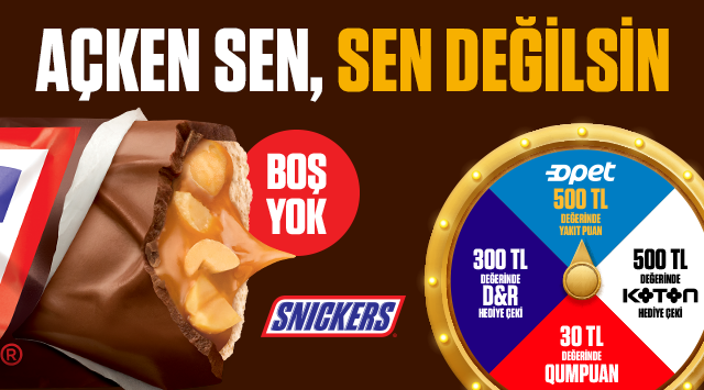 Snickers Alışverişinize ÇARK HAKKI kampanyası