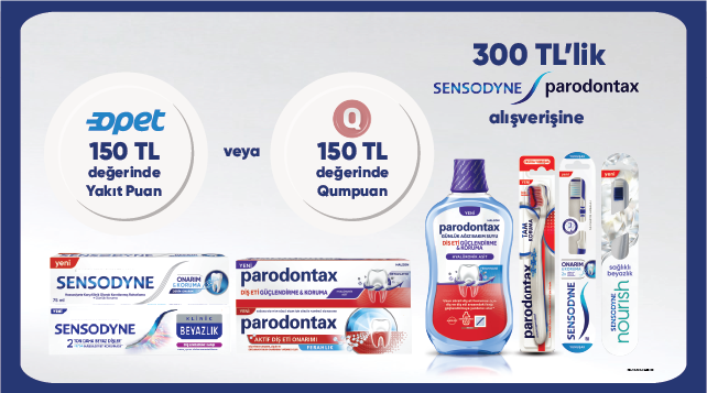 300 TL ve üzeri Sensodyne ve/veya Parodontax Alışverişinize OPET YAKIT PUAN VEYA QUMPUAN kampanyası