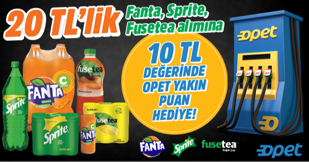 20 TL ve Üzeri Fanta,Sprite veya Fusetea Alışverişinize kampanyası