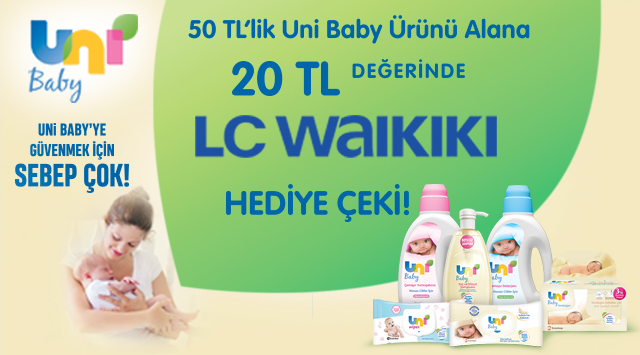 50 TL ve Üzeri Uni Baby Alışverişinize kampanyası