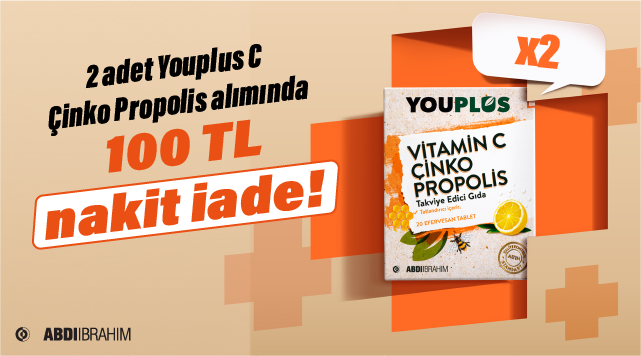 2 adet ve üzeri Youplus C-Çinko-Propolis Ürün Alışverişinize kampanyası