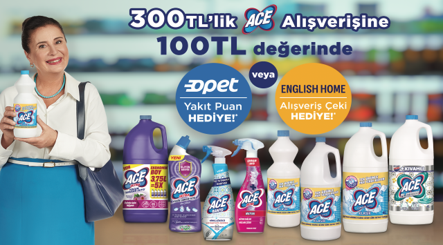 300 TL ve üzeri ACE Alışverişinize YAKIT PUAN VEYA ENGLİSH HOME HEDİYE ÇEKİ kampanyası