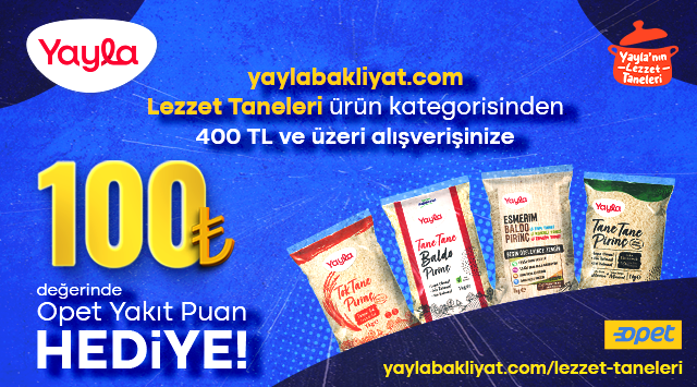 400 TL ve üzeri Yayla Lezzet Taneleri Ürün Alışverişinize kampanyası