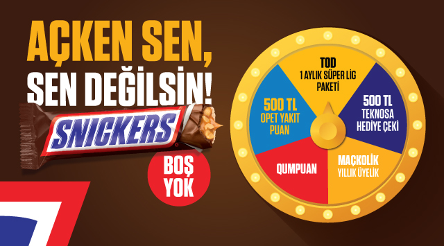 Snickers Alışverişinize ÇARK ÇEVİR kampanyası
