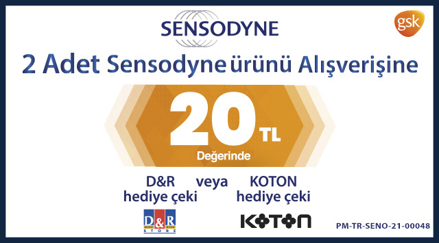 2 Adet Sensodyne Alışverişinize D&R VEYA KOTON HEDİYE ÇEKİ kampanyası