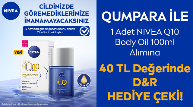 1 adet Nivea Q10 Body Oil Alışverişinize kampanyası