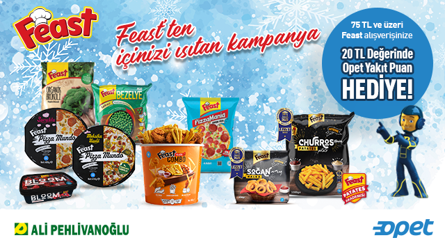 75 TL Feast Alışverişinize 20 TL OPET YAKIT PUAN kampanyası