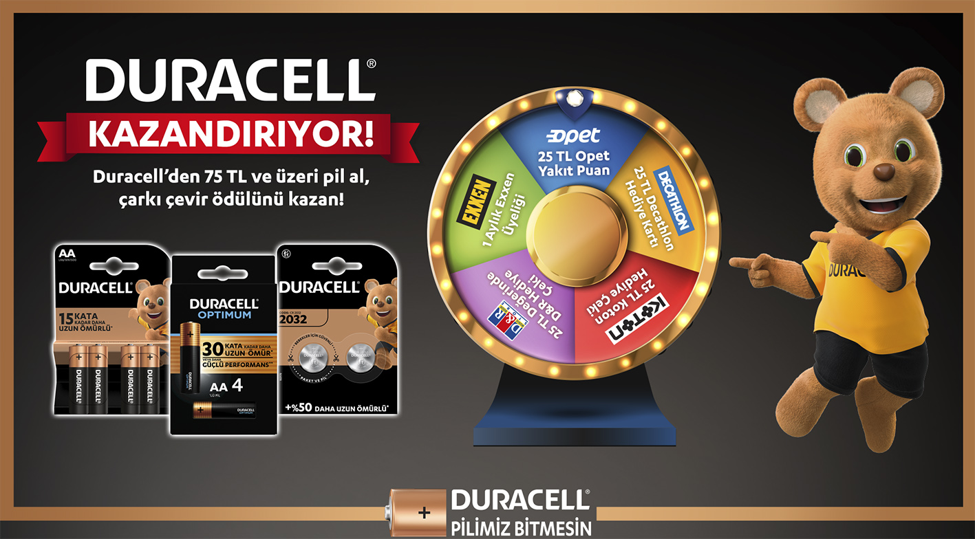 75 TL ve Üzeri Duracell Alışverişinize ÇARK ÇEVİR kampanyası
