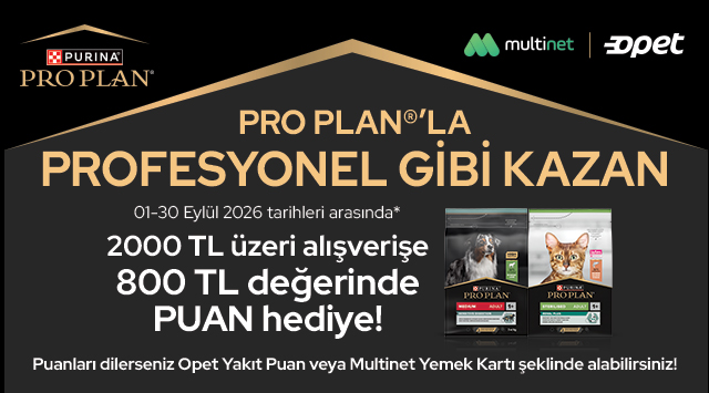 2000 TL ve üzeri Pro Plan Alışverişinize kampanyası