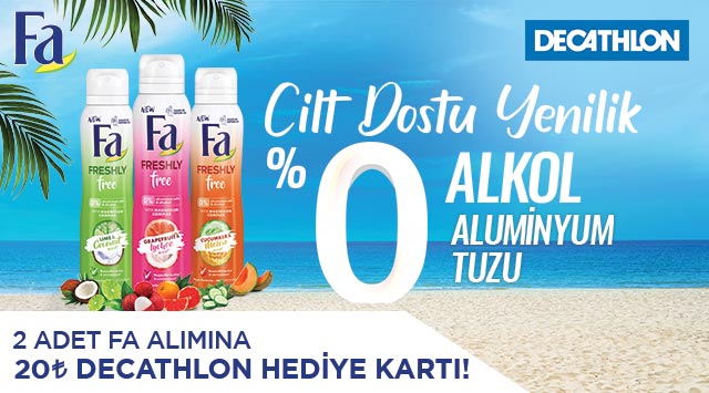 2 Adet Fa Ürünü Alışverişinize 20 TL DECATHLON HEDİYE ÇEKİ kampanyası
