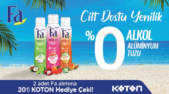 2 Adet Fa Alışverişinize 20 TL KOTON HEDİYE ÇEKİ kampanyası