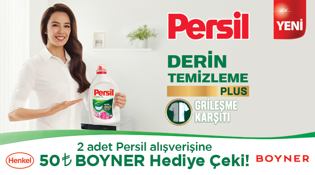 2 adet ve üzeri Persil Ürün Alışverişinize 50 TL BOYNER HEDİYE ÇEKİ kampanyası