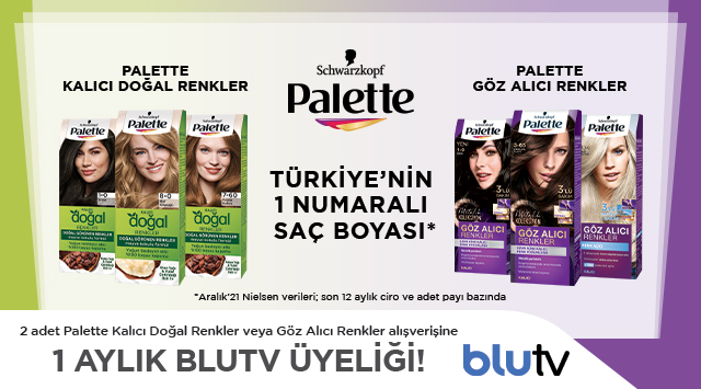 2 Adet Palette Alışverişinize 1 AYLIK BLUTV kampanyası