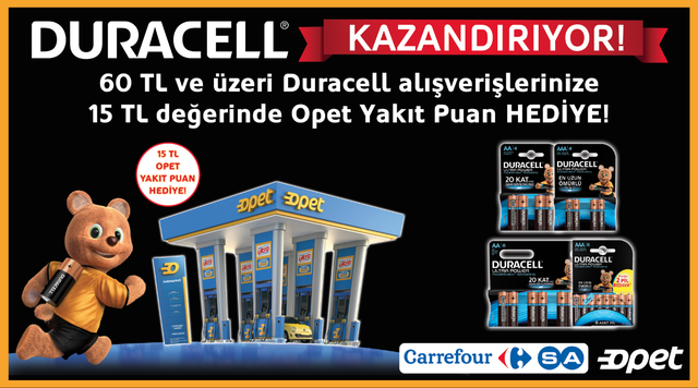 60 TL ve Üzeri Duracell Alışverişinize kampanyası