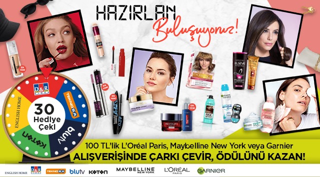 100 TL ve Üzeri Loreal Alışverişinize ÇARK ÇEVİR kampanyası