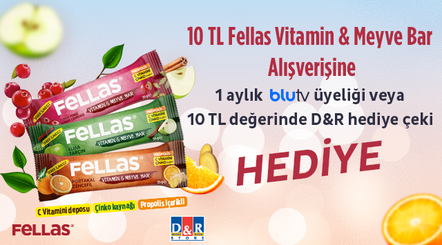 10 TL ve Üzeri Fellas Vitamin Bar Alışverişinize kampanyası