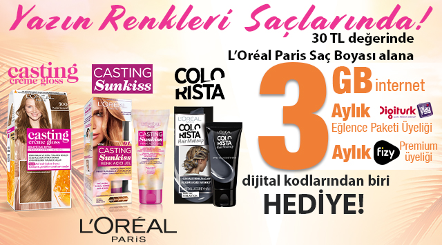 30 TL ve Üzeri Loreal Saç Boyası Alışverişinize kampanyası