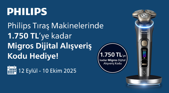 Philips Tıraş Makinesi Alışverişinize MİGROS DİJİTAL ALIŞVERİŞ KODU HEDİYE kampanyası