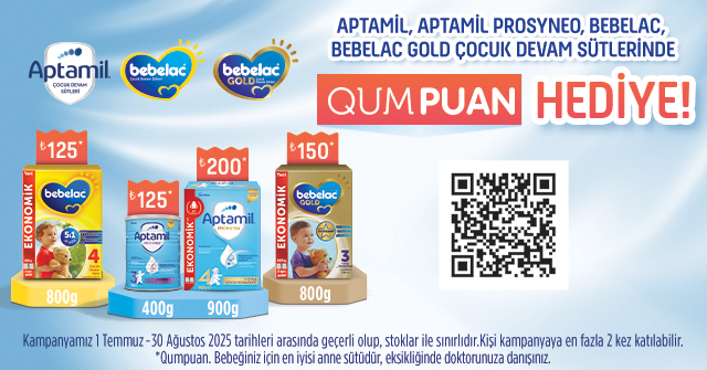 Aptamil veya Bebelac Alışverişinize QUMPUAN HEDİYE kampanyası