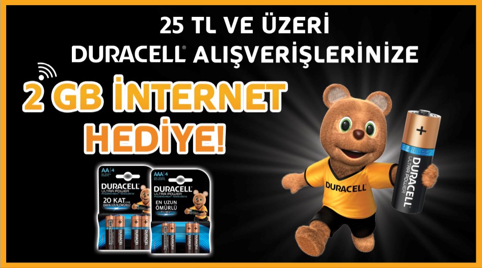 25 TL ve Üzeri Duracell Alışverişine kampanyası