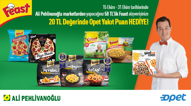 50 TL ve Üzeri Feast Alışverişinize 20 TL OPET YAKIT PUAN kampanyası