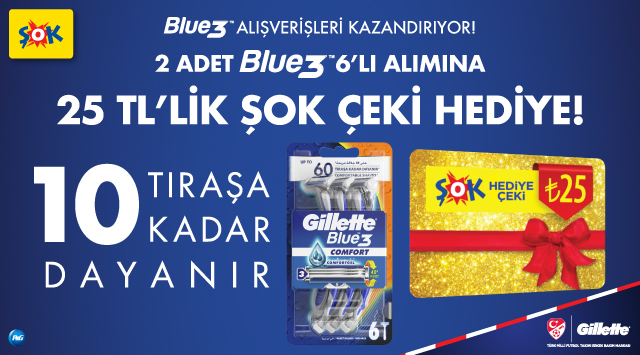 2 Adet Gillette Blue3 Alışverişinize kampanyası