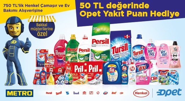 750 TL ve Üzeri Henkel Çamaşır ve Ev bakımı Alışverişinize 50 TL OPET YAKIT PUAN kampanyası