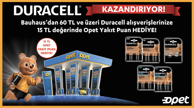 60 TL ve Üzeri Duracell Alışverişinize kampanyası