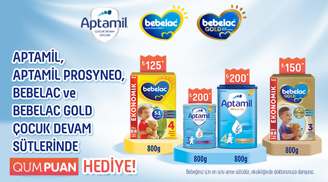 Aptamil veya Bebelac Alışverişinize QUMPUAN HEDİYE kampanyası