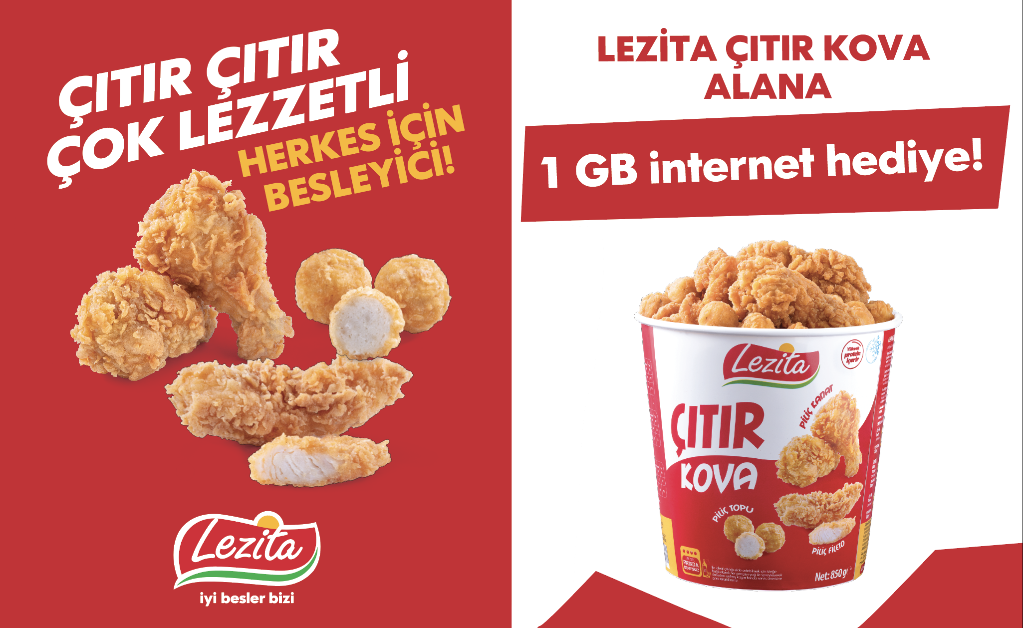 1 Adet Lezita Çıtır Kova Alışverişinize kampanyası