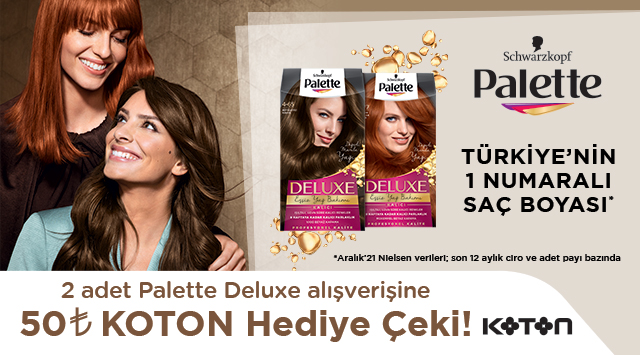 2 Adet Palette Deluxe Alışverişinize 50 TL KOTON HEDİYE ÇEKİ kampanyası
