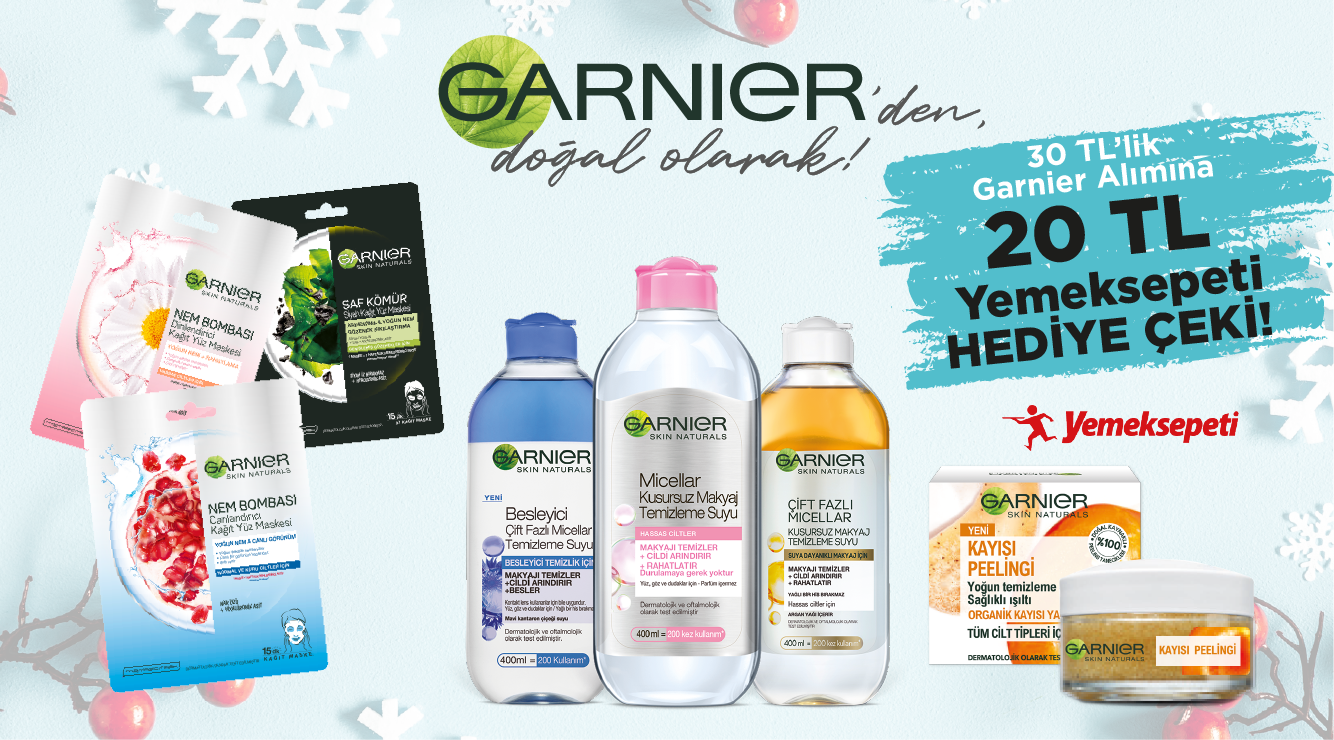 30 TL ve Üzeri Garnier Cilt Bakım Alışverişinize 20 TL YEMEKSEPETİ kampanyası