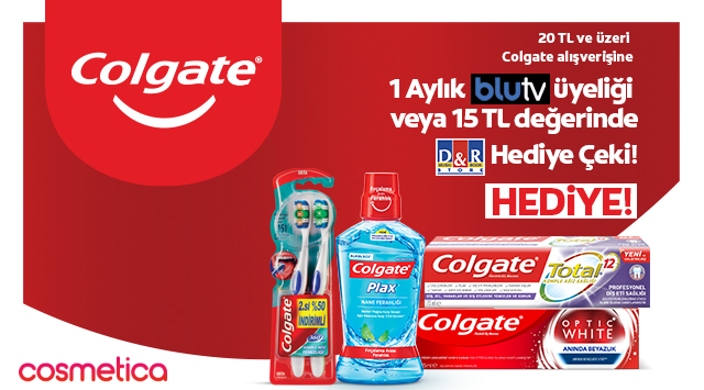 20 TL ve Üzeri Colgate Ağız Bakım Alışverişinize 15 TL D&R VEYA BLUTV kampanyası
