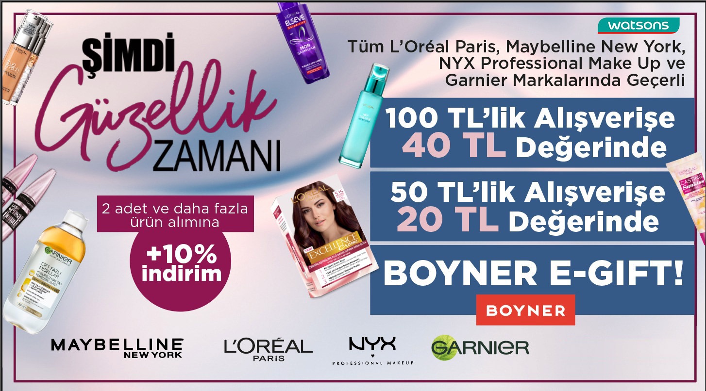 Loreal Ürünleri Alışverişinize 20 TL VEYA 40 TL BOYNER HEDİYE ÇEKİ kampanyası