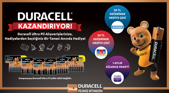 40 TL ve Üzeri Duracell Ultra Pil Alışverişinize SEN SEÇ kampanyası