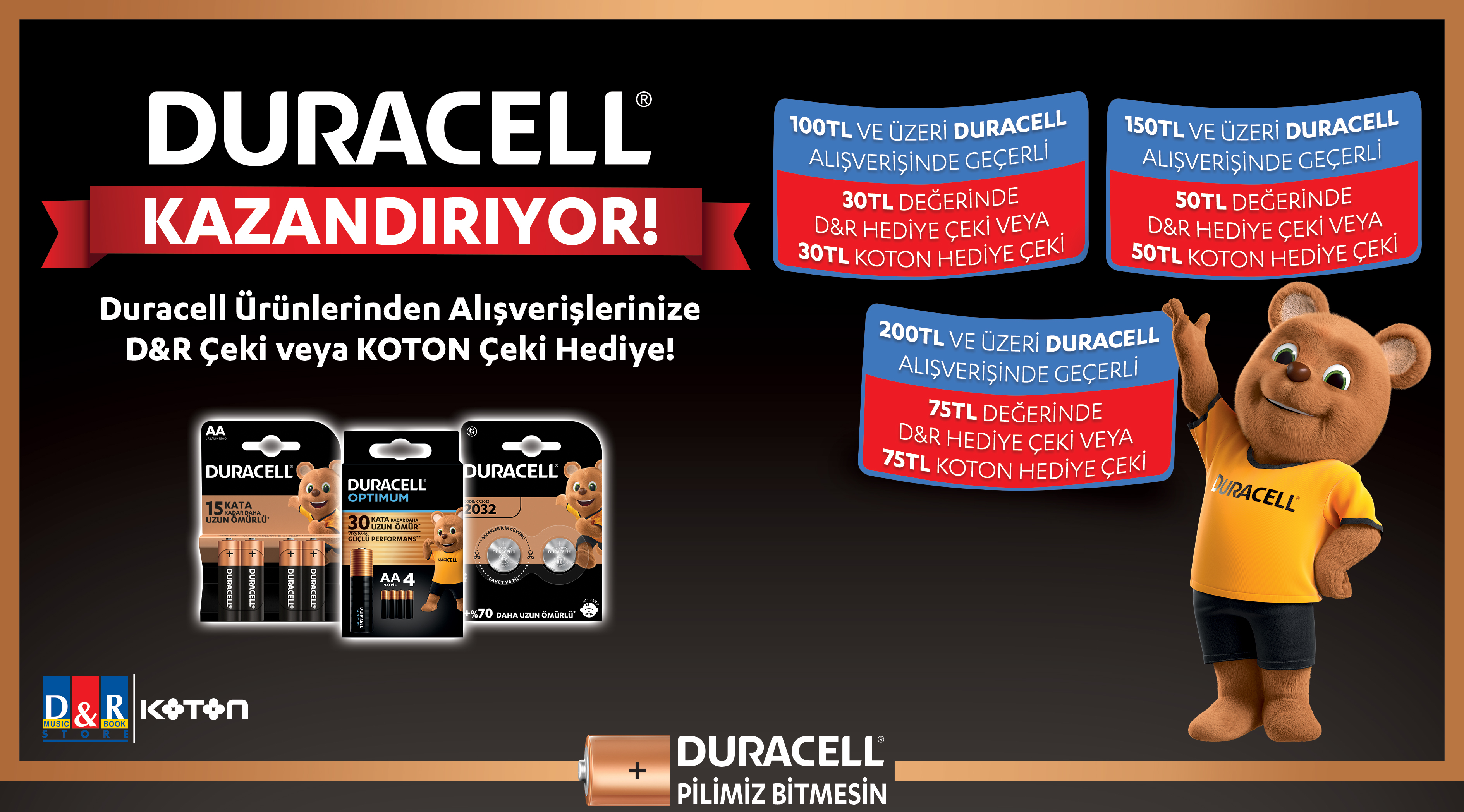 Duracell Alışverişinize D&R HEDİYE ÇEKİ VEYA KOTON HEDİYE ÇEKİ kampanyası
