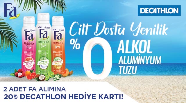 2 Adet Fa Ürünü Alışverişinize 20 TL DECATHLON HEDİYE ÇEKİ kampanyası