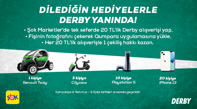 20 TL ve Üzeri Derby Alışverişinize kampanyası