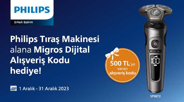 Philips Tıraş Makinesi Alışverişinize MİGROS DİJİTAL KOD kampanyası