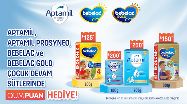 Aptamil ve Bebelac Çocuk Devam Sütü Alışverişinize QUMPUAN kampanyası
